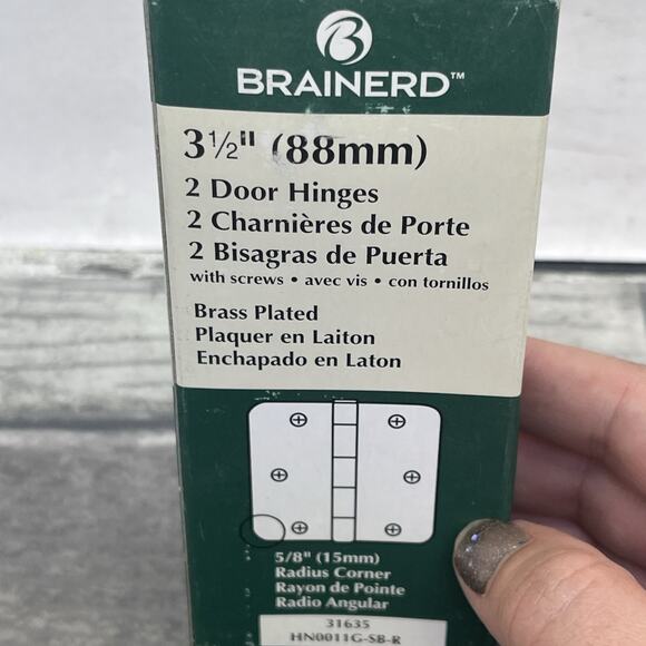 Brainerd 3-1/2” (88mm) Door Utility Hinges with Screws 2 Pack Brass Plated {25} - Picture 9 of 13